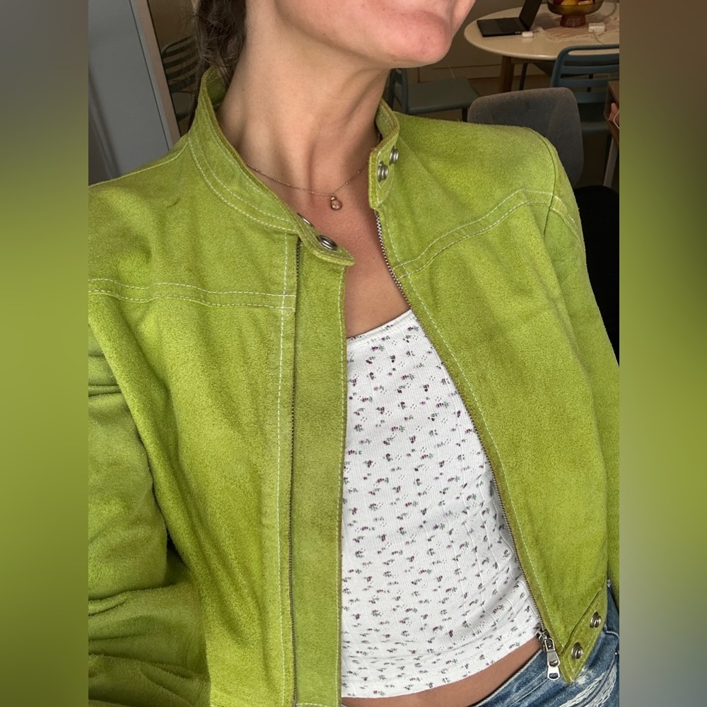 Vintage Italian green suede jacket!